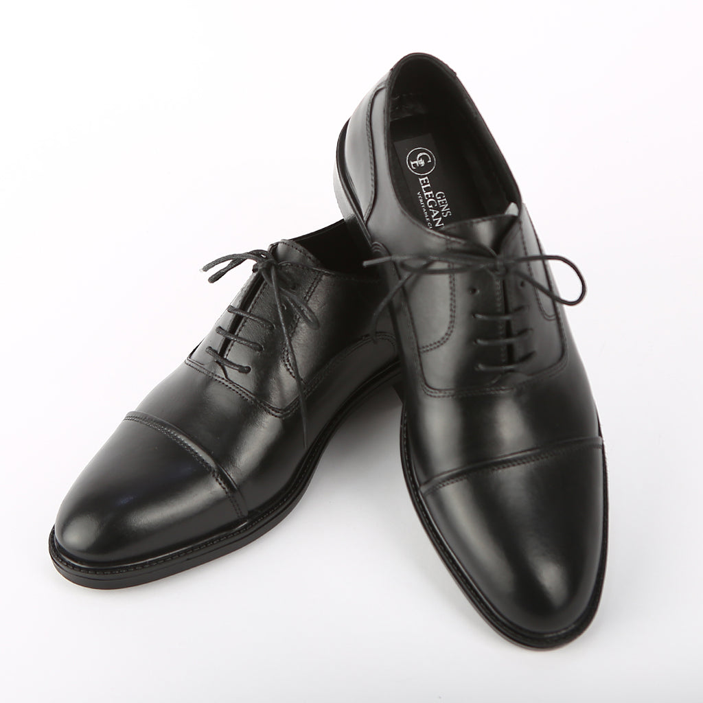 Richelieu Noir Cap-Toe en Cuir