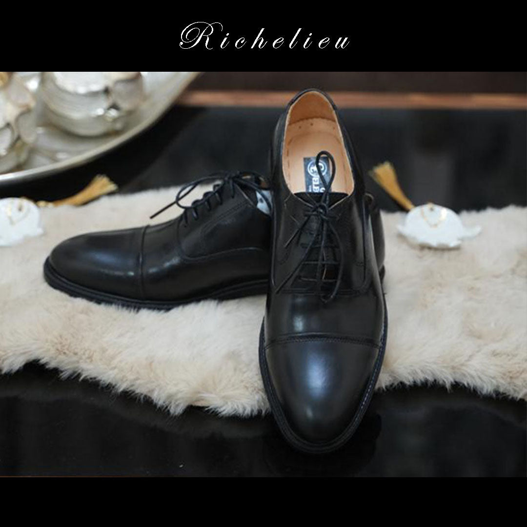 Richelieu Noir Cap-Toe en Cuir