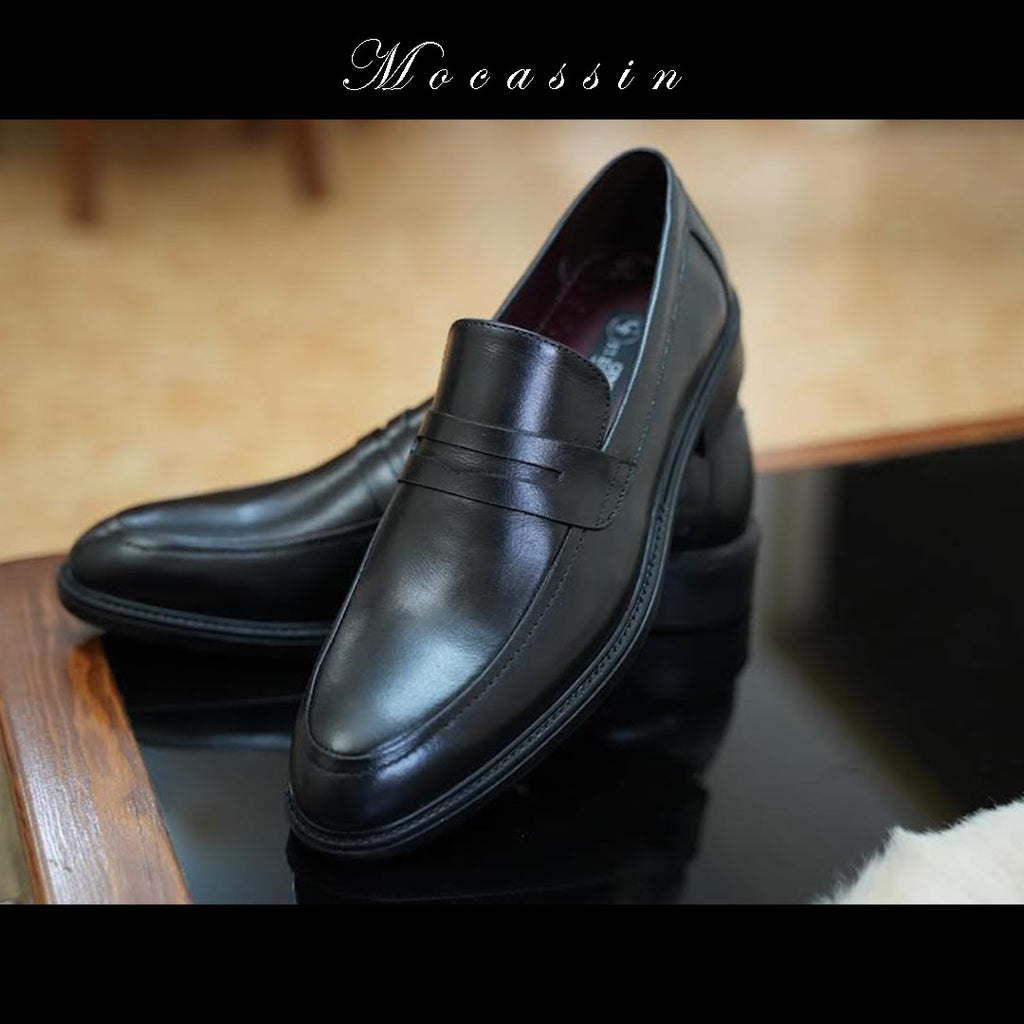 Mocassin Penny Loafer en Cuir Noir